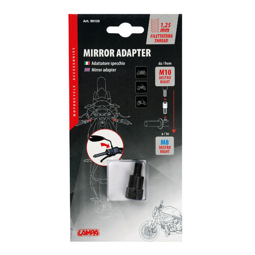 Lampa Adattatore per specchi moto - Filetto  10 mm dx >  8 mm dx 90139