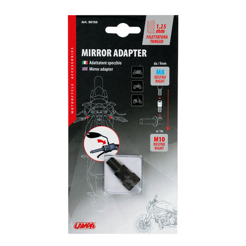 Lampenadapter für Motorradspiegel - Gewinde 8 mm rechts > 10 mm rechts 90150