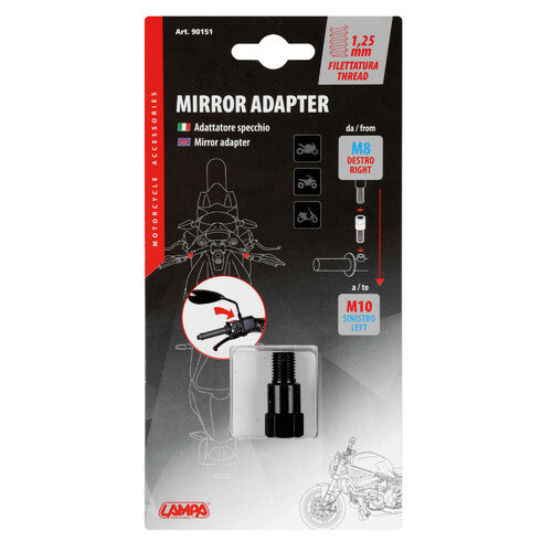 Lampa Adattatore per specchi moto - Filetto  8 mm dx >  10 mm sx 90151