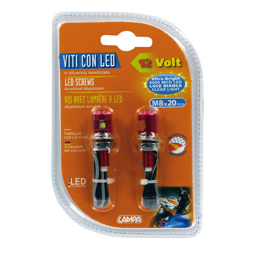 Juego de 2 lámparas de tornillo con luz LED blanca - Roja 90173