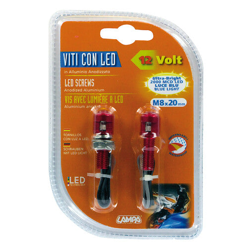 Juego de 2 lámparas de tornillos con luz LED azul - Rojo 90178