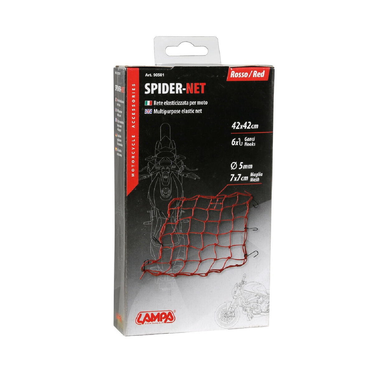 Lampa Spider, rete elasticizzata - Rosso