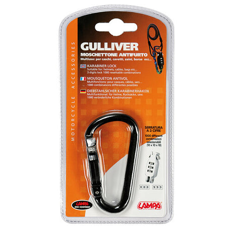 Gulliver Lamp, Anti-Theft Carabiner - Black