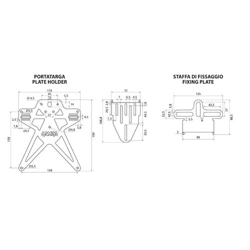 Lampa Aero-X Evo 7, portatarga Italia con altezza ed inclinazione regolabili 91647