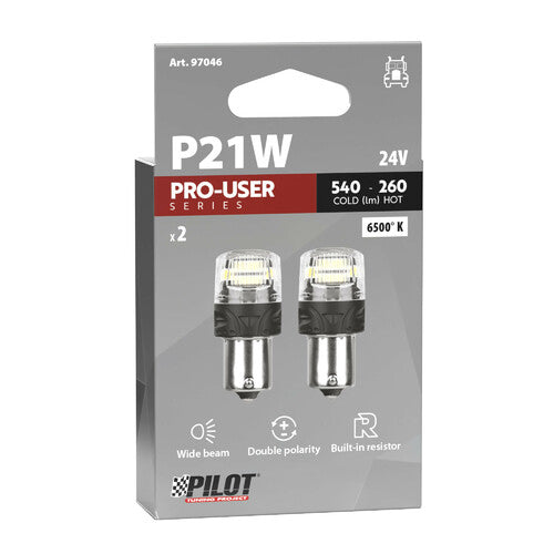 Pilot 24V Pro-User Series - (P21W) - BA15s - 2 pz - Scatola - Bianco - Doppia polarità - Resistenza incorporata