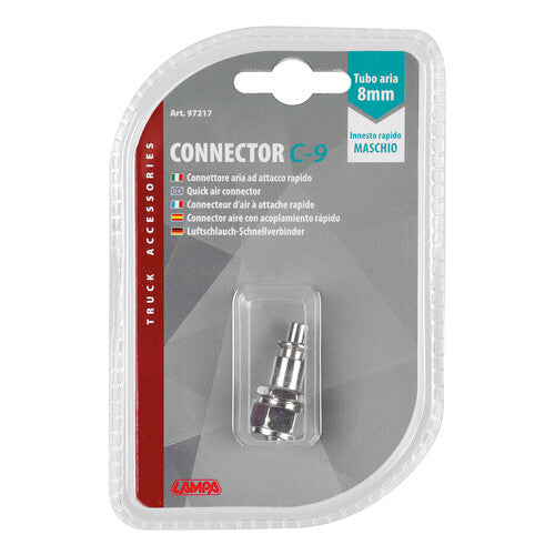 Lámpara C-9, conector de aire para tubo de 8 mm con acoplamiento rápido macho 97217
