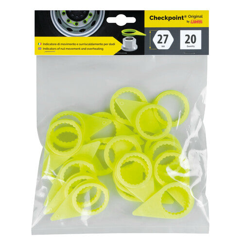 Lampa Checkpoint indicatori serraggio dado ruota set 20 pz 27 mm Giallo fluo