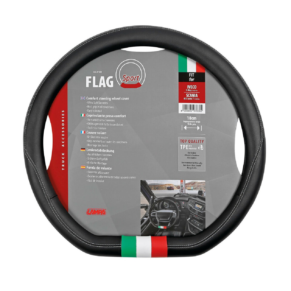 Italienische Flagge, individueller Lenkradbezug für Iveco S-Way ab 10/2019, 97838