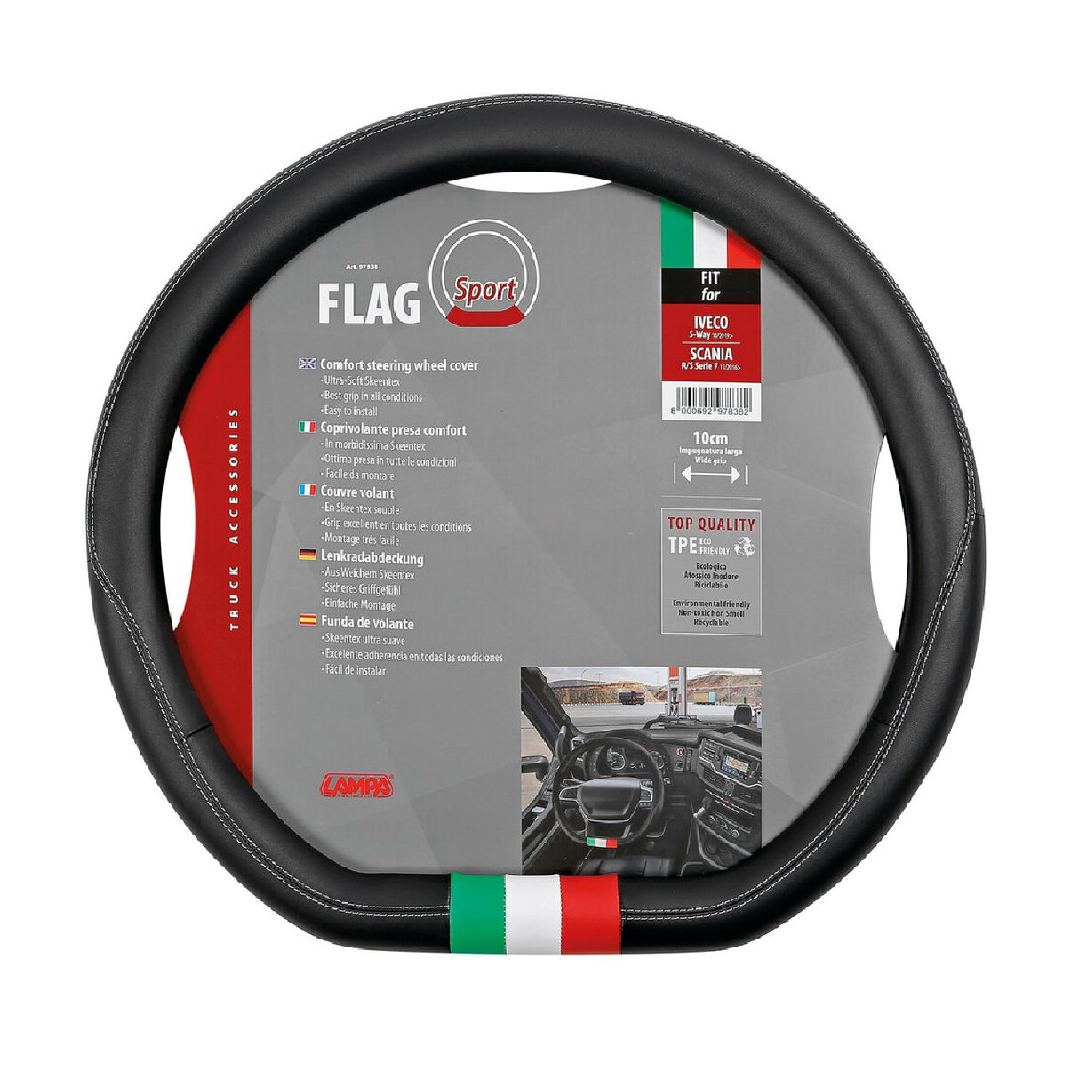 Flag Italia, maßgefertigter Lenkradbezug für Iveco S-Way 10/2019&gt;
