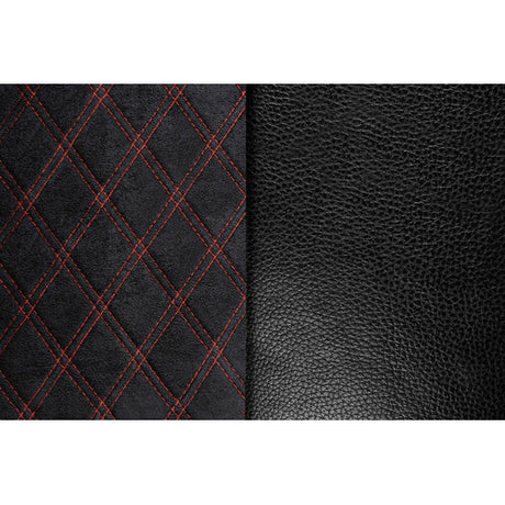 Mirian Lamp, Skeentex and Quilted Suede Seat Cover - Black/Red