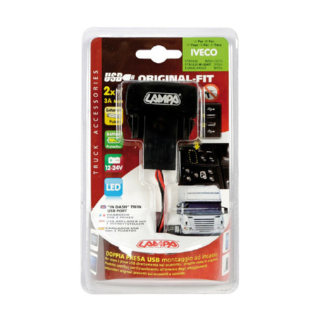Lampa Original-Fit, doppia presa USB, 12/24V - Iveco