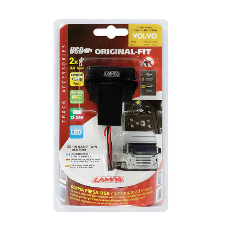 Lampa Original-Fit, doppia presa USB, 12/24V - Volvo