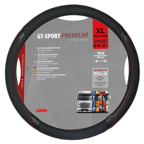 Lampa GT-Sport, coprivolante in Skeentex - XL -  49/51 cm - Nero/Rosso 98018