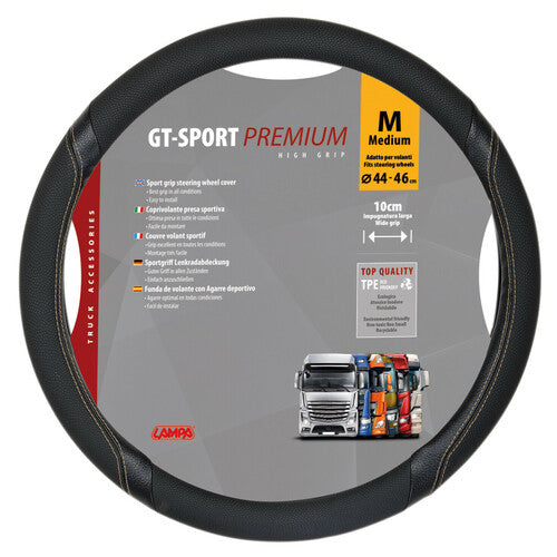 Lampa GT-Sport, coprivolante in Skeentex - M -  44/46 cm - Nero/Beige 98020