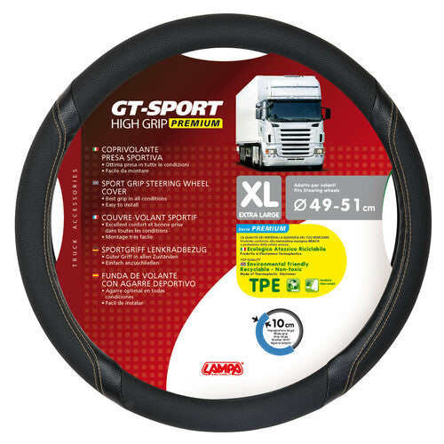 Lampa GT-Sport, coprivolante in Skeentex - XL -  49/51 cm - Nero/Beige 98022