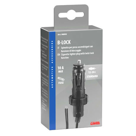 B-Lock Lamp, Cigarette Lighter Socket Plug with Locking Function 12/24V
