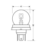 24V Lampe, asymmetrisches Doppellicht - R2 - 50/55W - P45t - 1 Stück - Karton 98202