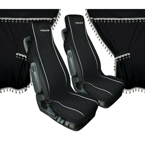 Melissa Mikrofaser-LKW-Vorhang- und Sitzbezugset – Schwarz