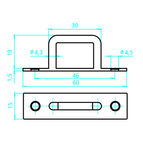 Rectangular cable tensioner U-bolts, 2 pcs