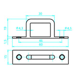 Rectangular cable tensioner U-bolts, 2 pcs