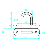 Round cable tensioner U-bolts, 2 pcs