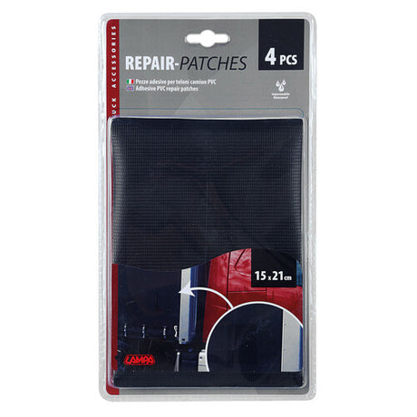 Set of 4 Adhesive Patches for Truck Tarps - Black