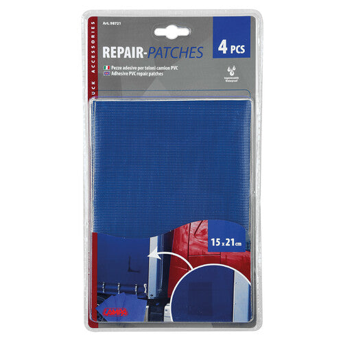 Set of 4 Adhesive Patches for Truck Tarps - Blue