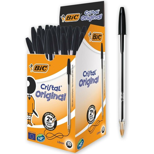 Bolígrafos Bic Cristal Original, caja de 50, color negro, BIC8373639 