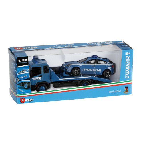 Grúa de Policía de Burago con Coche, Burago, Escala 1:43