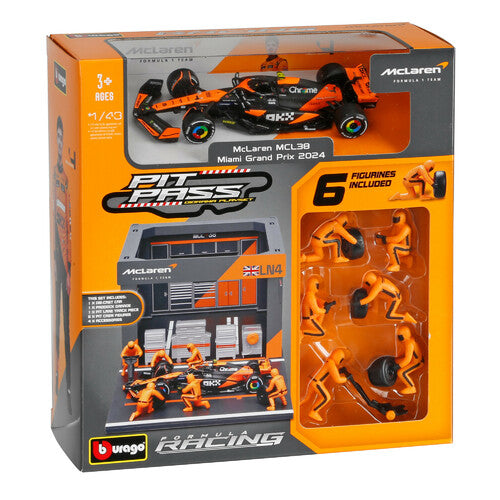 Burago Pit Stop Mclaren MCL38 Norris, Burago, scala 1:43