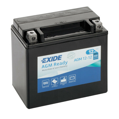 Batería para motocicleta Exide AGM1212, 12 V, compatible con AGM, 12 Ah, 200 A