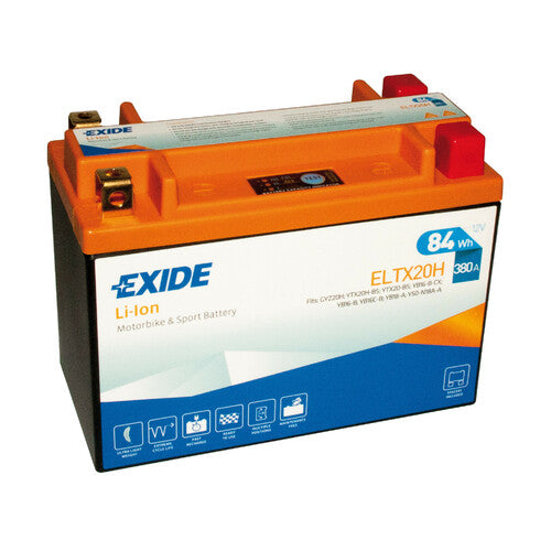 Batería de litio para motocicleta Exide ELTX20H, 12 V, iones de litio, LiFePo4, 84 Wh, 380 A