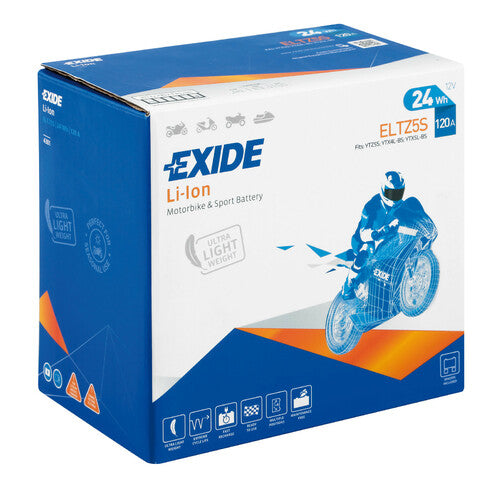 Batería de litio para motocicleta Exide ELTZ5S, 12 V, iones de litio, LiFePo4, 24 Wh, 120 A