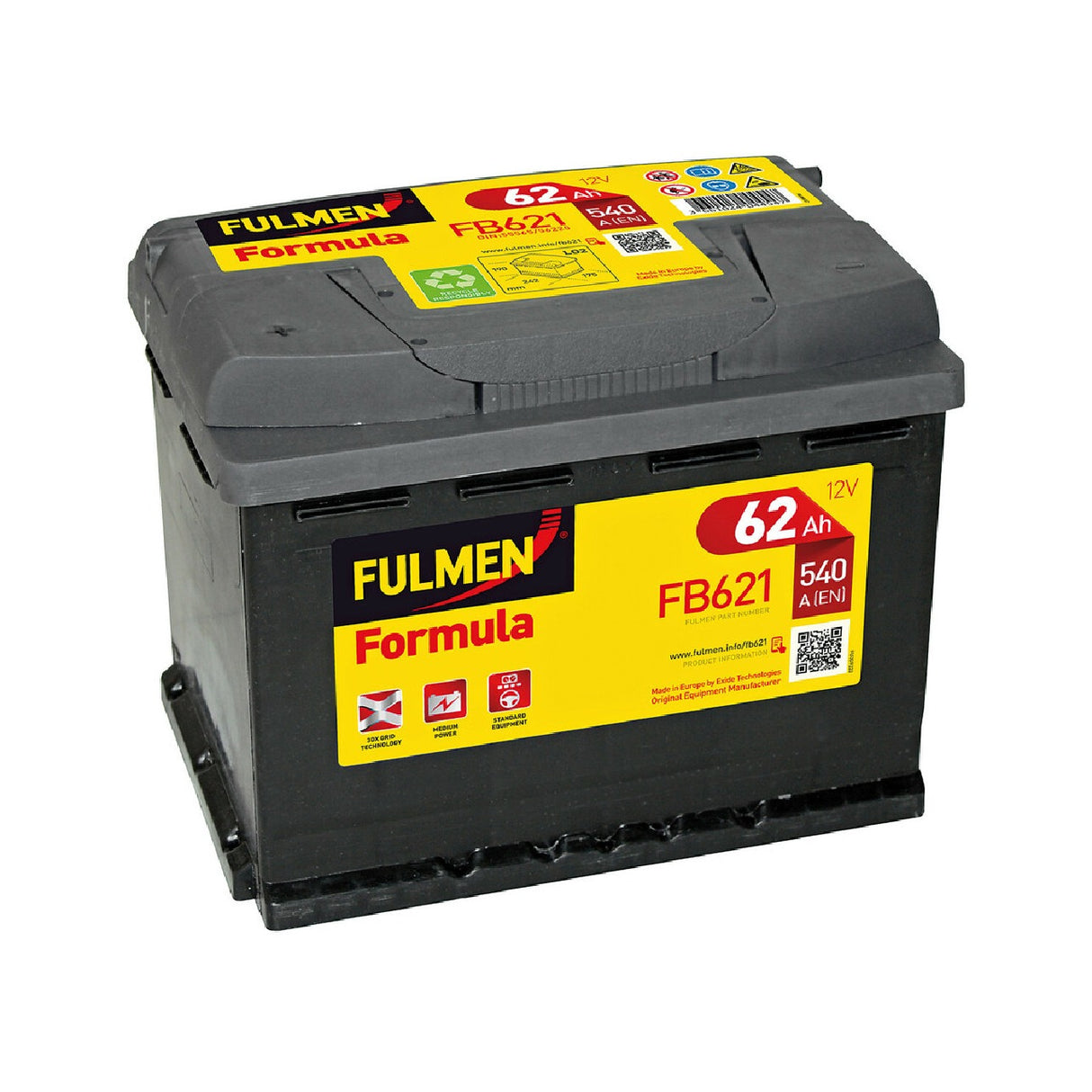 Fulmen FB621 Batteria Auto 12V Formula 62 Ah 540 A