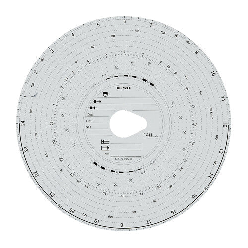 Juego original Kienzle de 100 discos de tacógrafo homologados - 140 km/h