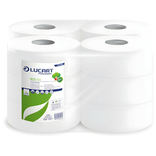 Papel higiénico Lucart Eco 150 Mini Jumbo - 2 capas, 405 hojas - Paquete de 12 rollos L812126P