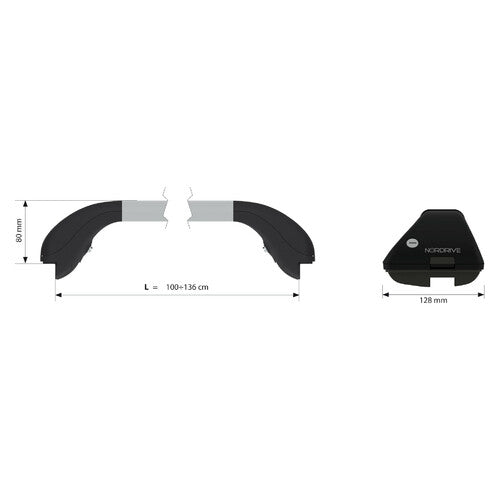 Par de barras de techo telescópicas de aluminio Snap Alu L 100136 cm N15017