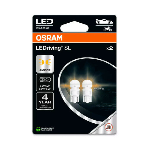 Osram 12V LEDriving SL – (W5W-WY5W) – 1W – B 2,1 x 9,5 cm – 2 Stück – Box – Orange