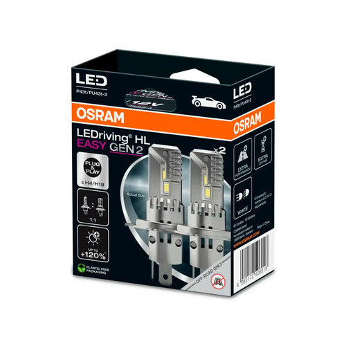 Osram 12V LEDriving HL Easy Gen2 - (H4/H19) - 22/24W - P43t/PU43t-3 - 2 uds - Caja