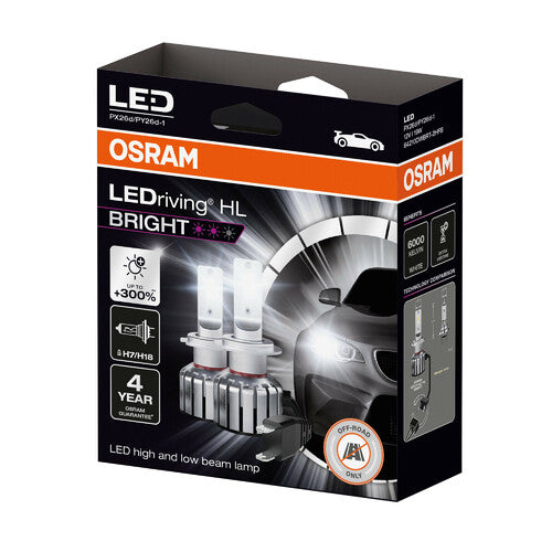 Osram 12V LEDriving HL Bright - (H7/H18) - 19W - PX26d/PY26d-1 - 2 uds - Caja