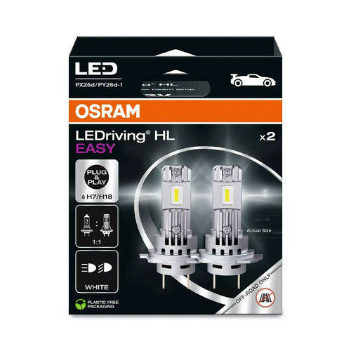 Osram 12V LEDriving HL Easy - (H7/H18) - 16,2W - PX26d / PY26d-1 - 2 uds - Caja