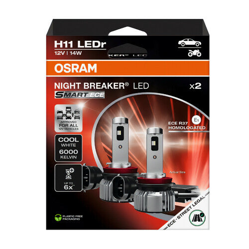 Osram 12V Night Breaker Led Smart ECE - H11 - 14W - PGJ19-2 - 2 uds - Caja