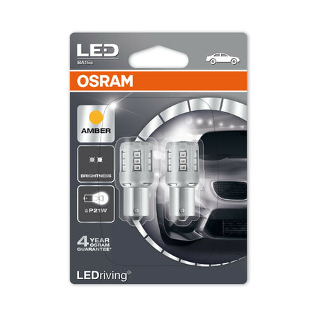 Osram 12V LEDriving Retrofit LED-Lampe Standard (P21W) BA15s, 2 Stück, orange Blisterverpackung