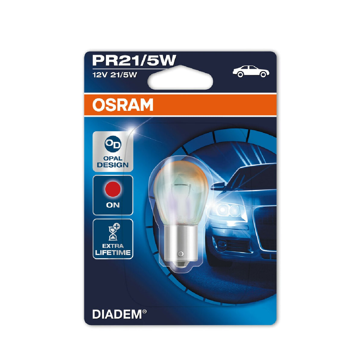Osram Lampadina 12V Diadem - PR21/5W - 21/5W - BAW15d - 1 pz - Blister - Rosso