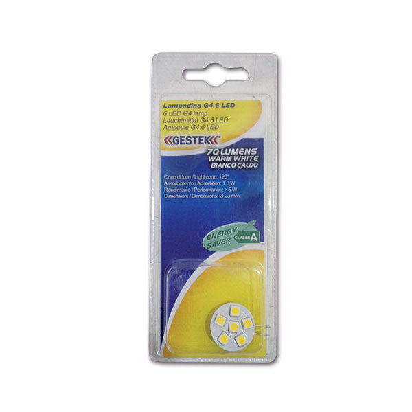 Lampadina G4 6 LED bianco caldo LUC006 8032793934745