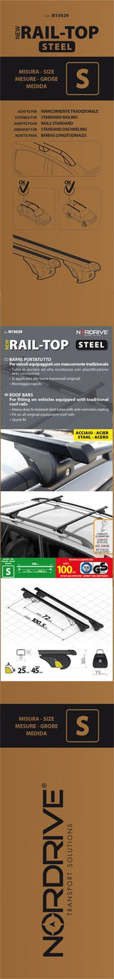 Lampa Quadra Rail Barre Portatutto Acciaio + Kit Evos RS 108 cm - S