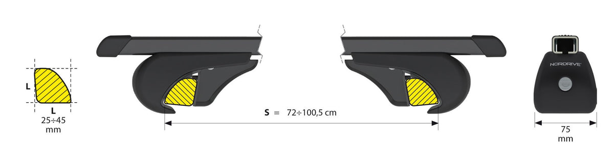 Lampa Quadra Rail Barre Portatutto Acciaio + Kit Evos RS 108 cm - S