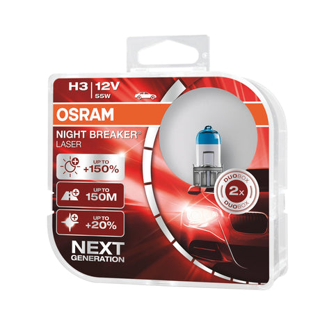 Osram Lampadina 12V Night Breaker Laser H3 55W PK22s 2 pz Scatola Plast.