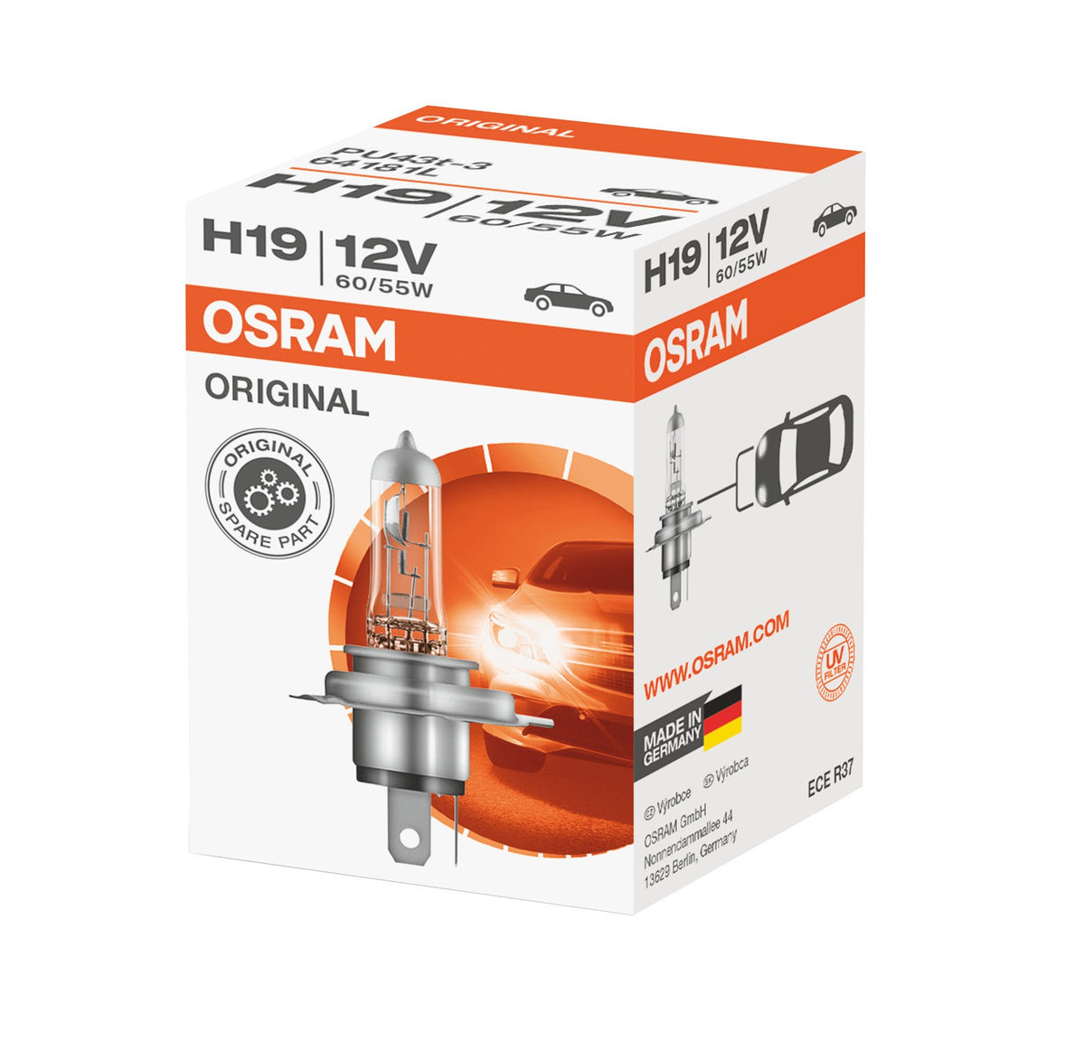 Osram Lampadina 12V Original Line - H19 - 60/55W - PU43t-3 - 1 pz - Scatola