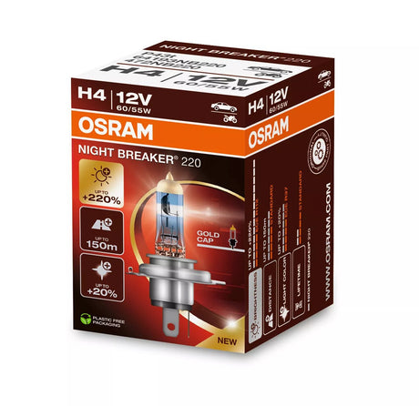 Osram 12V Night Breaker 220 - H4 - 60/55W - P43t - 1 pz - Scatola